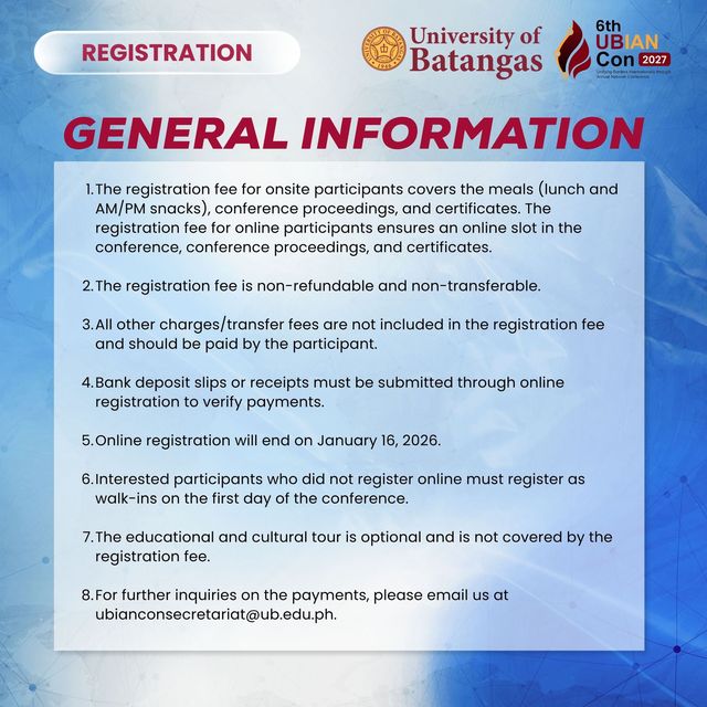 UBIAN Conference 2027 registration general information