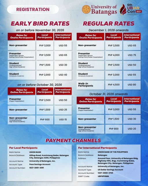 UBIAN Conference 2027 registration rates and payment channels